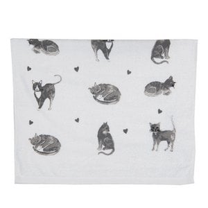 Gastendoekje 40x66 cm Grijs Wit Katoen Katten Toilet Handdoek