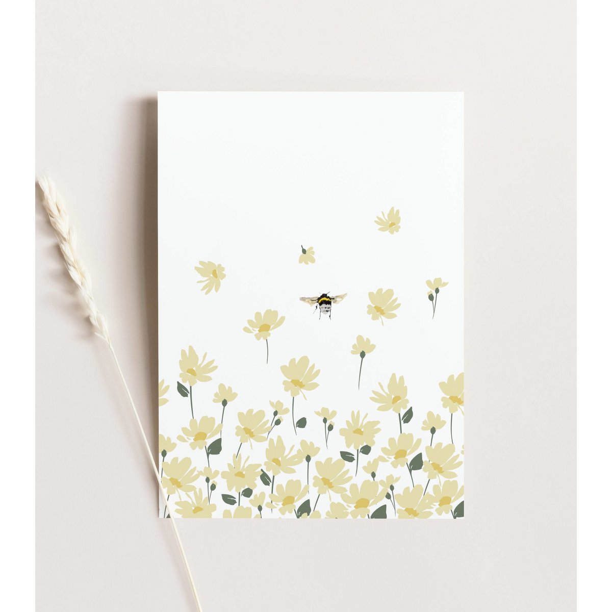 Forårsblomsterkort, gule blomster, forårskort, påskekort - A6-kort