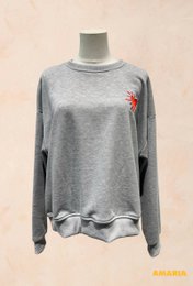 Unisex oversize sweatshirt – broderet rødt hjerte – BOMULD – 9038416