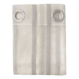 Cortina translúcida de color gris confeccionada en ollados. Visillo Jacquard de rayas vertikale fabrikation med materialer reciclados og calidad. Naturlige farver og kalidos. Cortinas para salón, dormitorio y cocina.