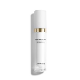 A concentrated, revitalizing face serum with a white bottle and gold accents. The serum is designed to infuse the skin with essential nutrients for a radiant, youthful complexion.