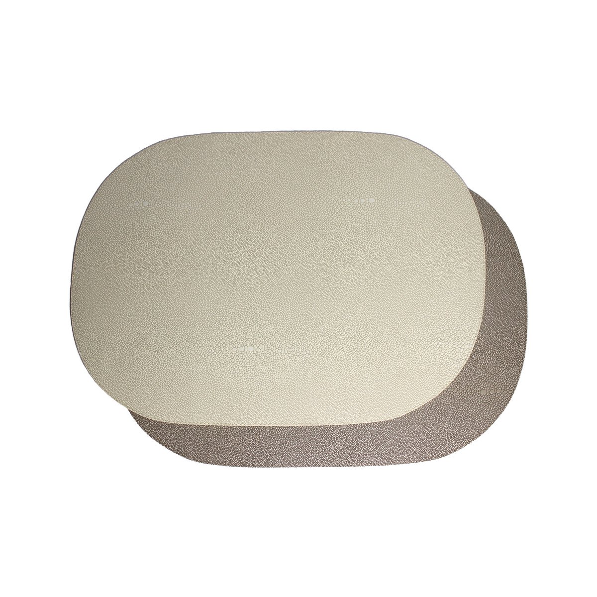 Tischset 6-er Set oval Kunstleder Rochenhaut creme beige zweifarbig