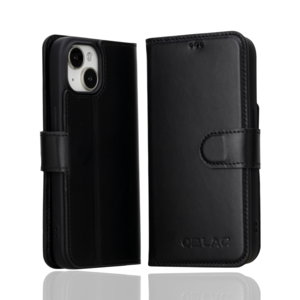 iPhone 14 Book Case - Zwart Leer