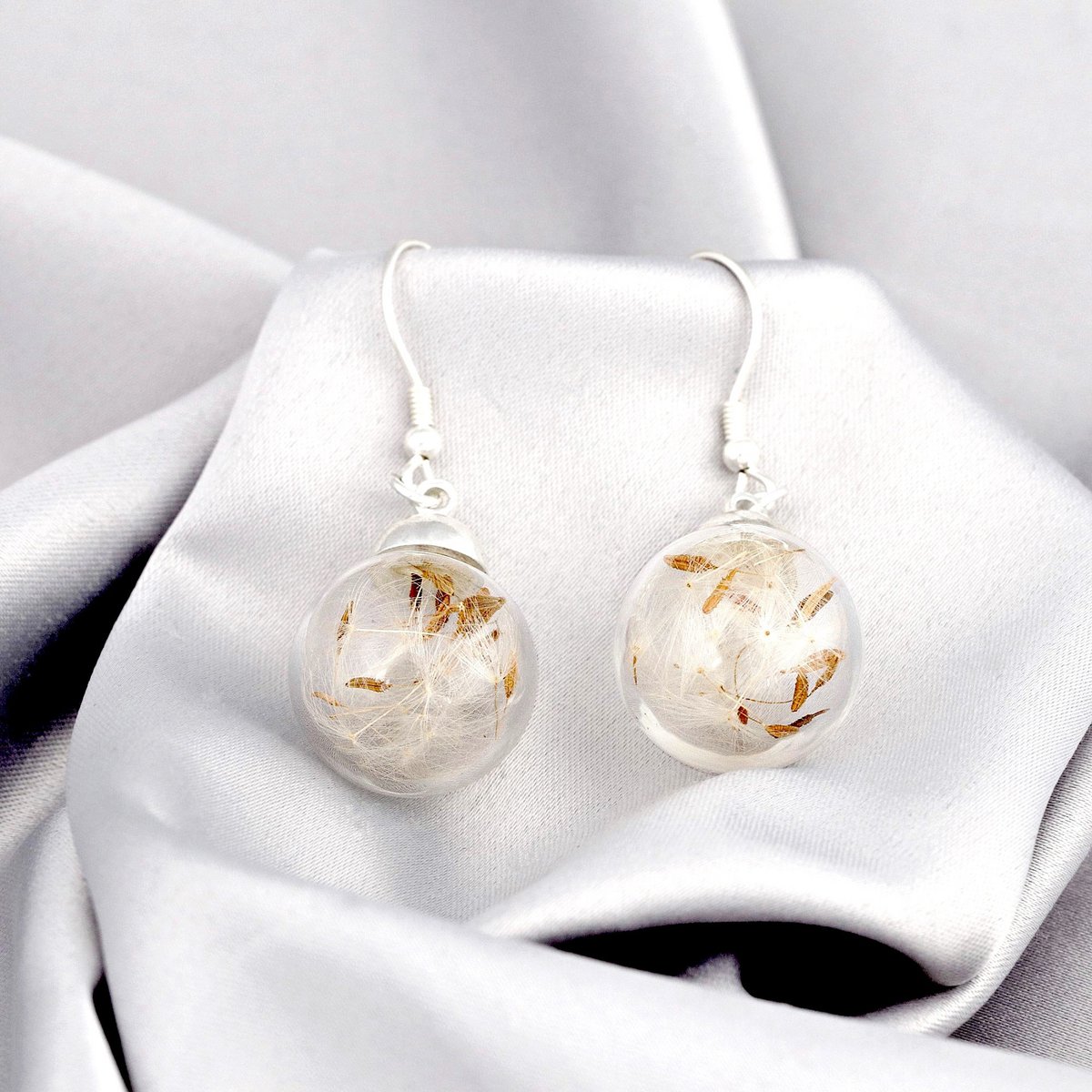 Echte paardenbloemoorbellen - 925 sterling zilver - elegante bloemensieraden - OHR925-12