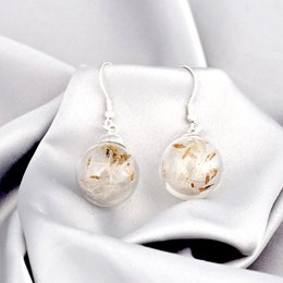 Echte paardenbloemoorbellen - 925 sterling zilver - elegante bloemensieraden - OHR925-12