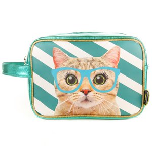 Toiletry bag Cat with blue-green glasses