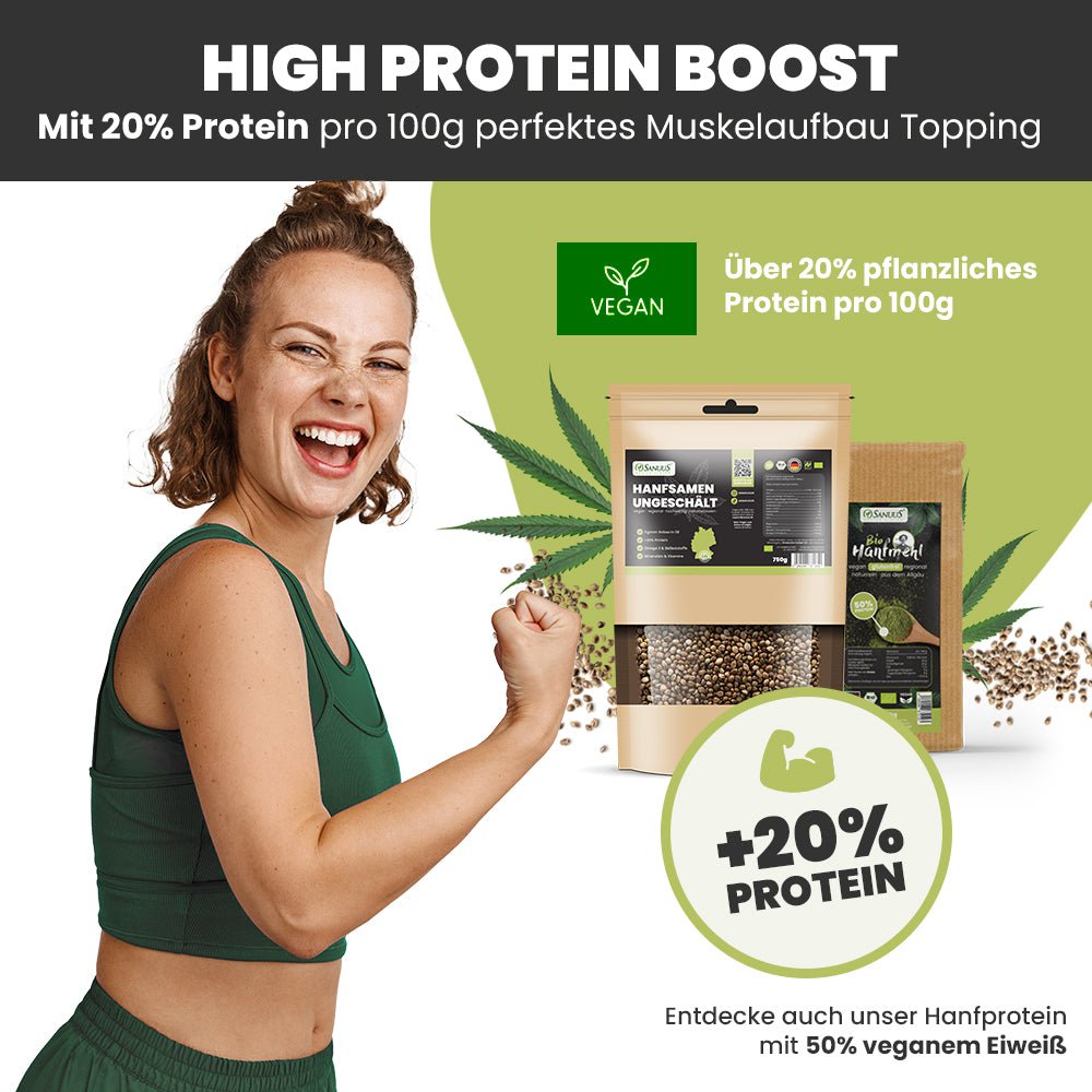 SANUUS Allgäu organic hemp seeds unpeeled from roasted hemp seeds 750g