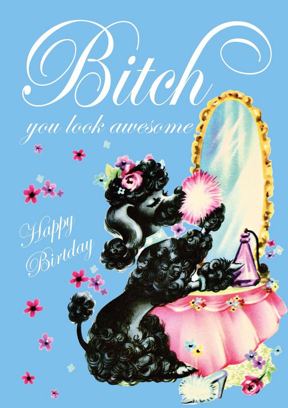 Bitch, you look awesome Vintage birthday card