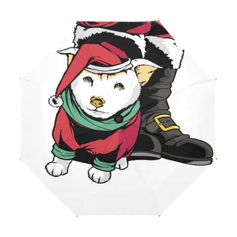 Umbrella Merry Christmas Dog White