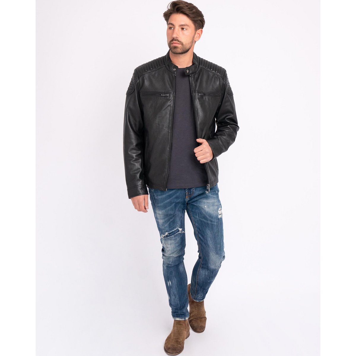 Hobbs │ Veste de moto en cuir masculin