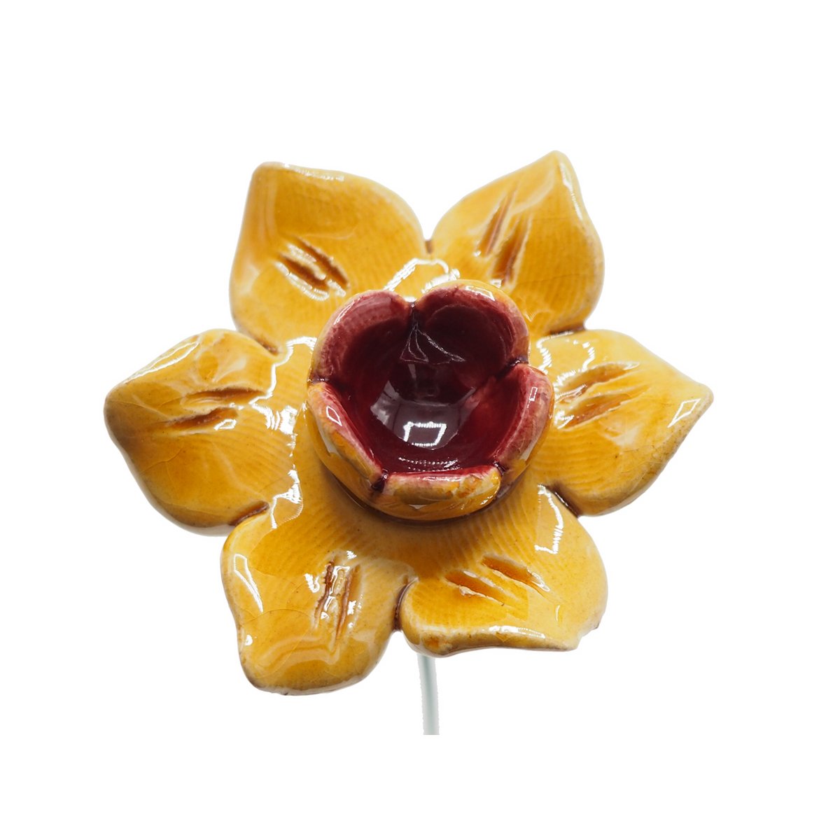 Daffodil flower ceramic yellow 4.5 cm