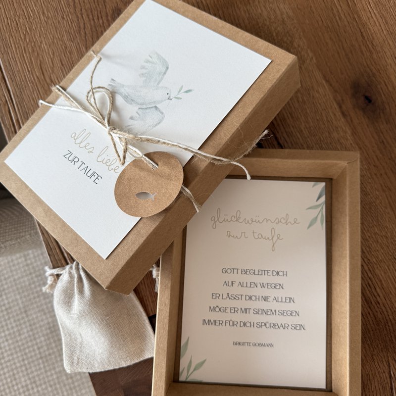 XXL Geschenkbox zur Taufe mit Schleife, Anhänger und Säckchen für Geldgeschenk