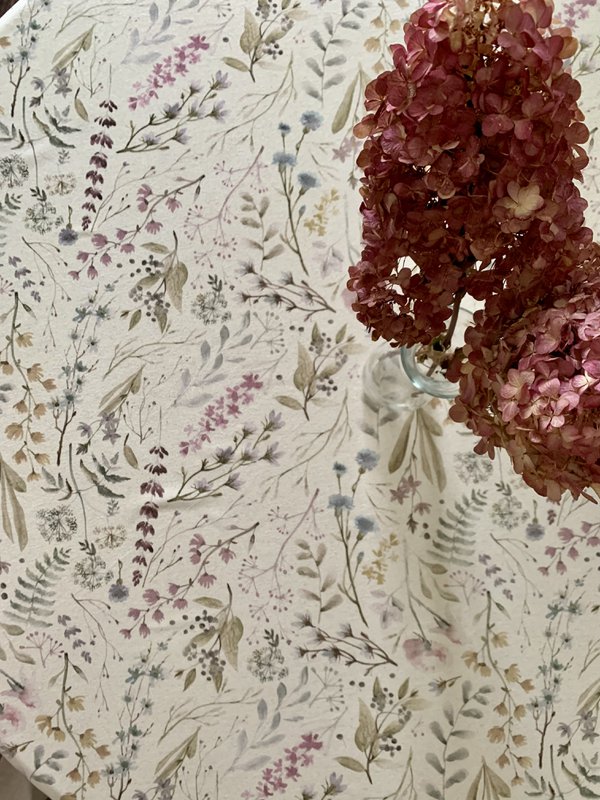 Mantel Redondo, Mezcla Lino-Algodón, Estampado | aitana