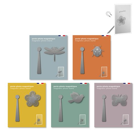 Assortiment van 15 magnetische metalen fotohouders - natuur
