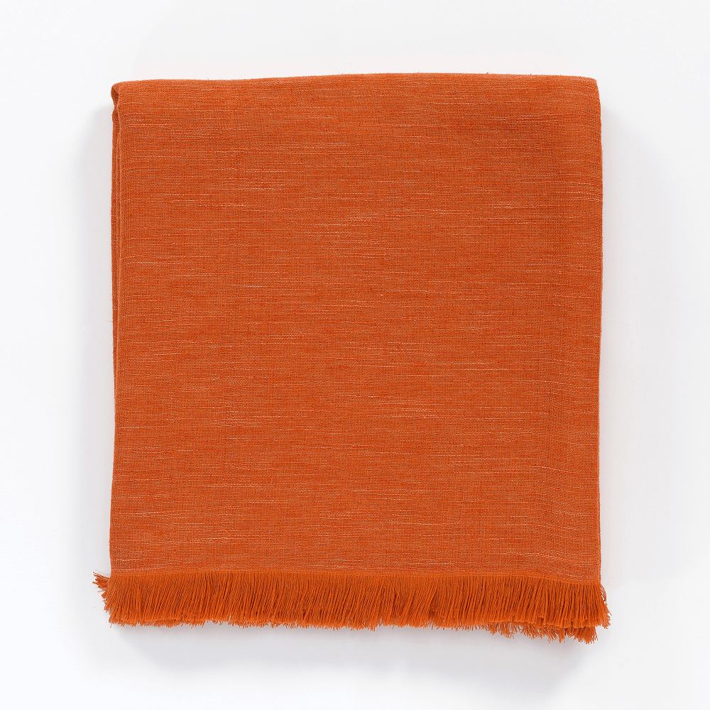 Chimera Twill Blanket with Linen, Burnt Orange