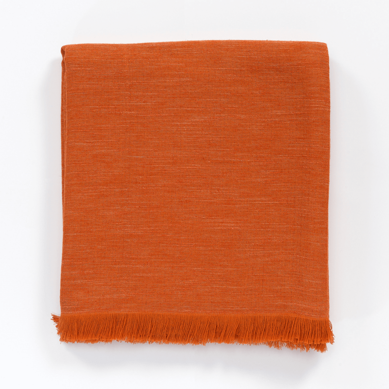 Chimera Twill Blanket with Linen, Burnt Orange