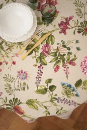 Round Floral Tablecloth, Poly-Cotton Mix, Printed | Botanico