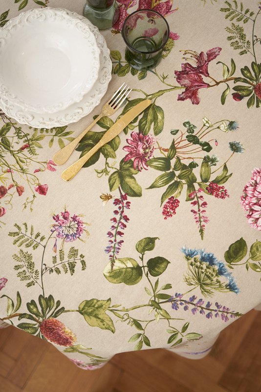 Mantel redondo floral, mezcla de polialgodón, estampado | Botánico