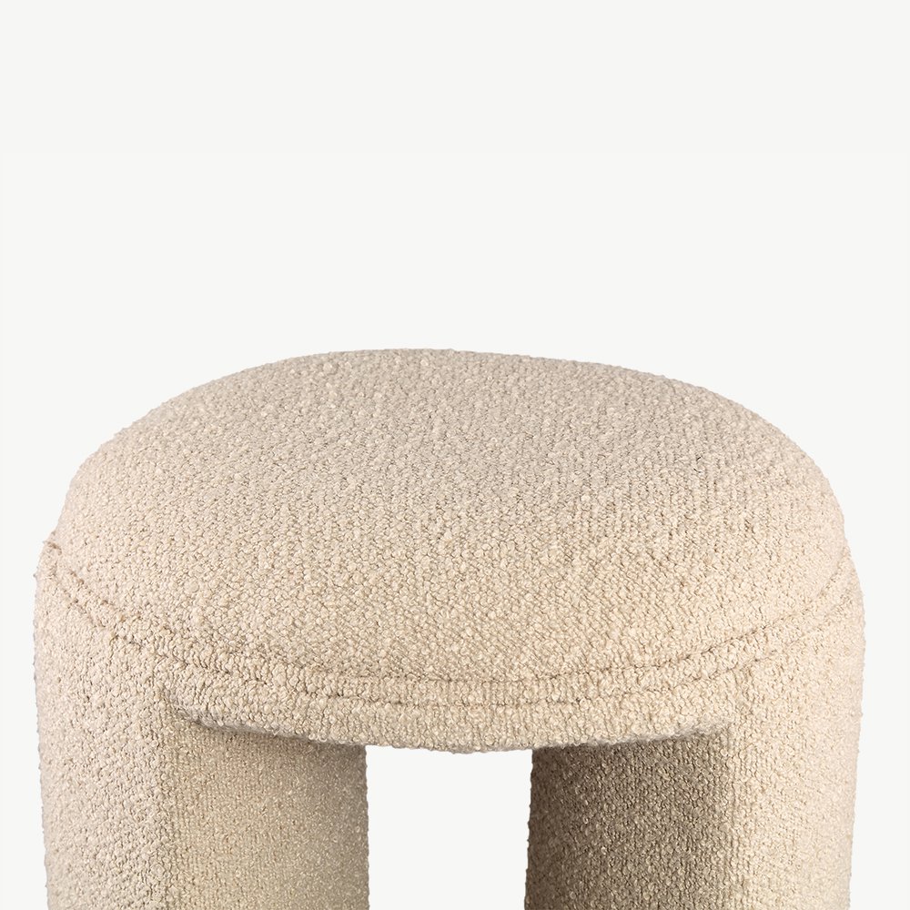 Josy rund puf, Bouclé Beige