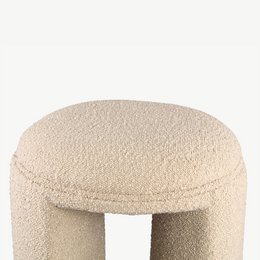 Puf redondo Josy, beige bouclé