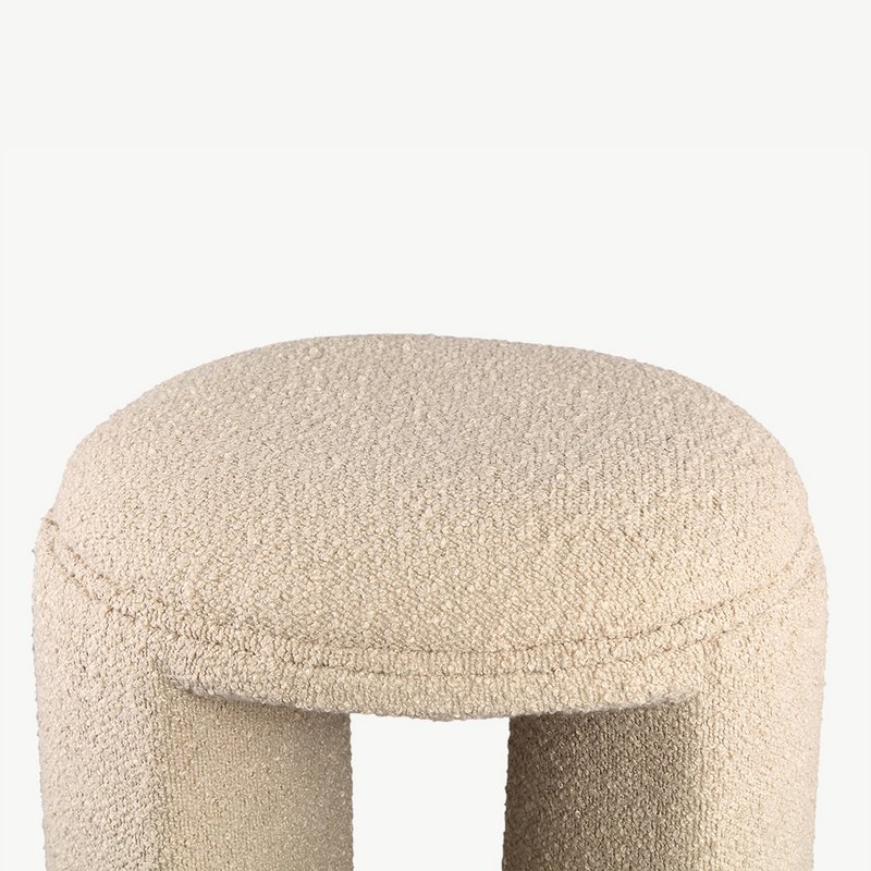 Puf redondo Josy, beige bouclé