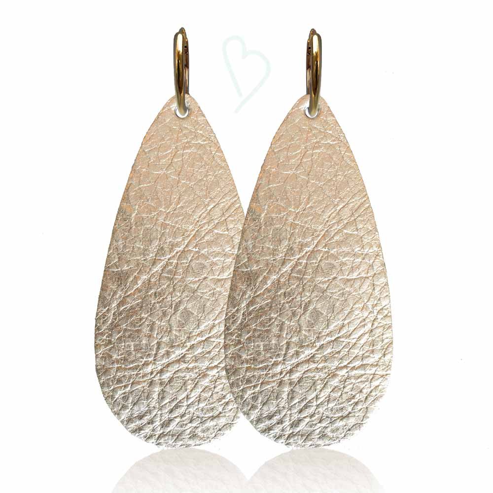 Leren oorbellen 'Drops of Joy', Charming Champagne