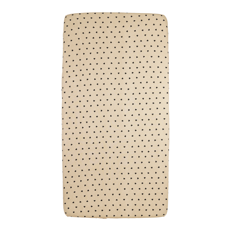Hoeslaken Jerseydruck Sweet Heart Soft Sand/Schwarz 70x140/150cm