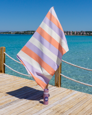 TOWEL TO GO PALERMO Cotton Beach Towel 180x100 cm | Quick Dry | Orange / Purple | with Gift Box