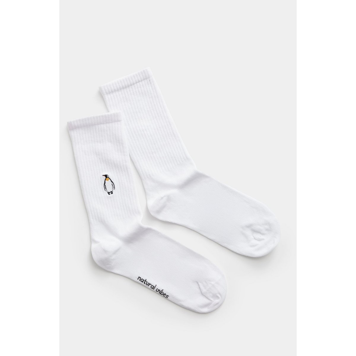 Organic Penguin Socks - White tennis socks with embroidered penguin