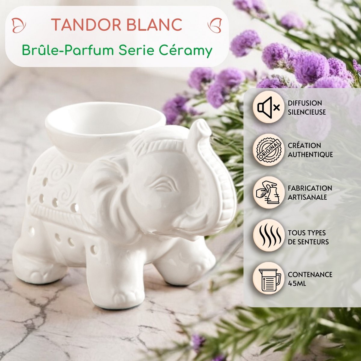 Ceramy series perfume burner - White Tandor - Scented Atmosphere - Fashionable handcrafted object - Easy aromatherapy