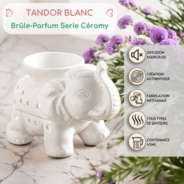 Ceramy series perfume burner - White Tandor - Scented Atmosphere - Fashionable handcrafted object - Easy aromatherapy