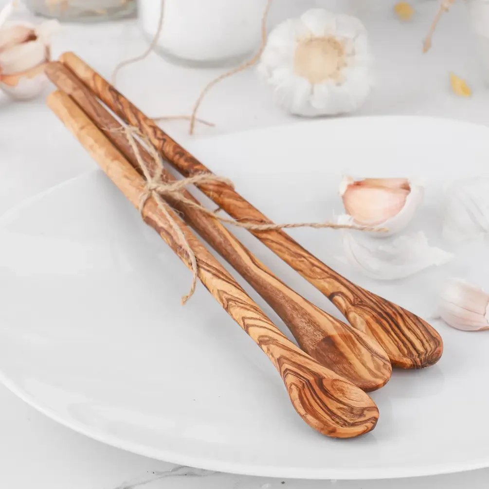 Ensemble de 6 cuillères en bois d'olivier | Ensemble d'ustensiles de cuisine faits à la main