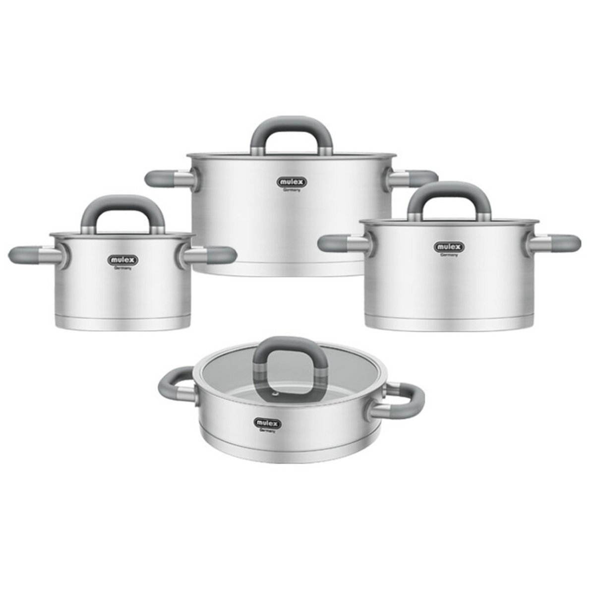 LUGANO Edelstahl Topfset 6tlg. + Servierpfanne 24 cm