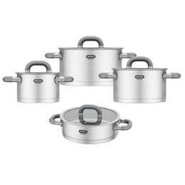 LUGANO Edelstahl Topfset 6tlg. + Servierpfanne 24 cm