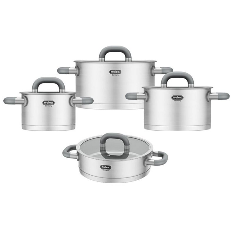 LUGANO Edelstahl Topfset 6tlg. + Servierpfanne 24 cm