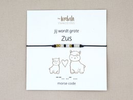 Morse code armband jij wordt grote zus, roestvrij staal zilver of goud