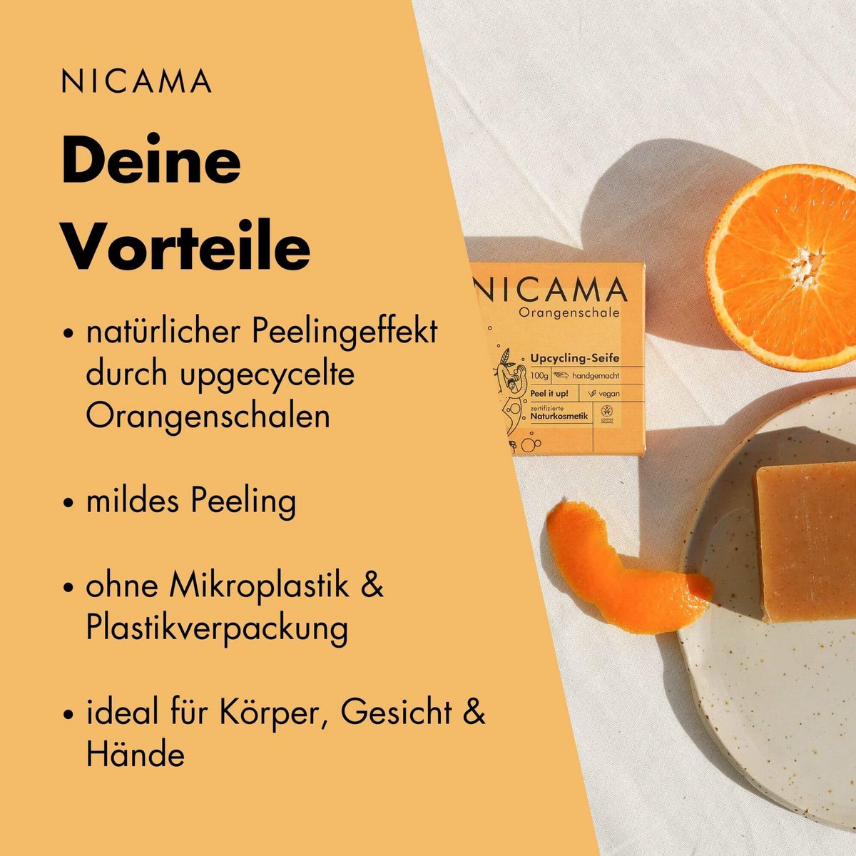 NICAMA - upcycling zeep met sinaasappelschil