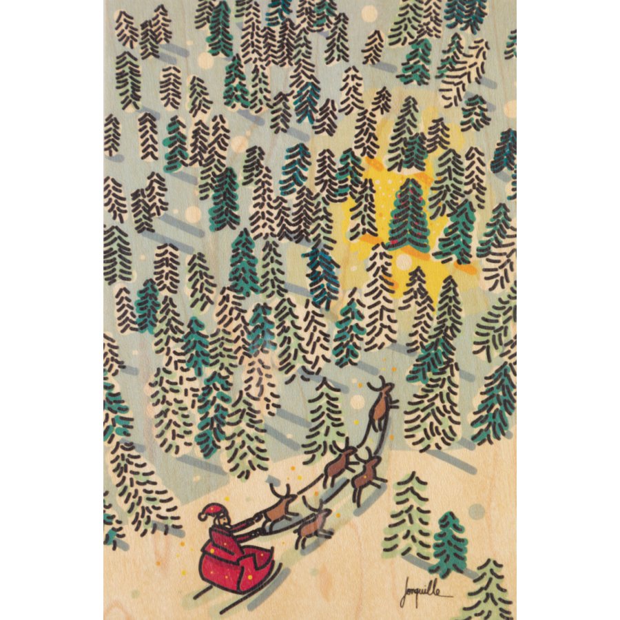 Santa wishes wooden postcard