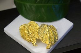 Mulberry Leaf Øreringe - Ægte blade belagt i guld og sølv