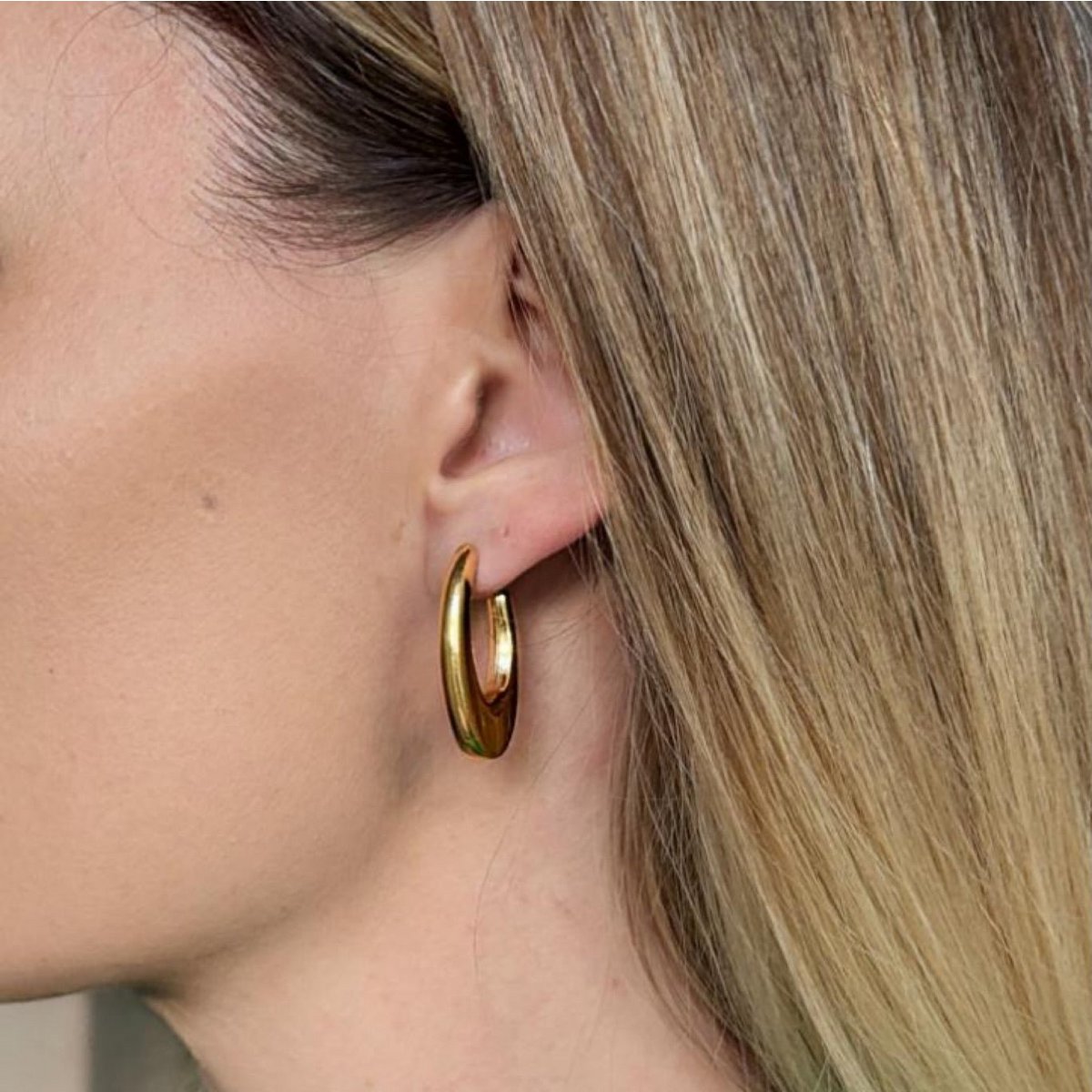 OVAL BLISS – Guld Oval Lobe Øreringe