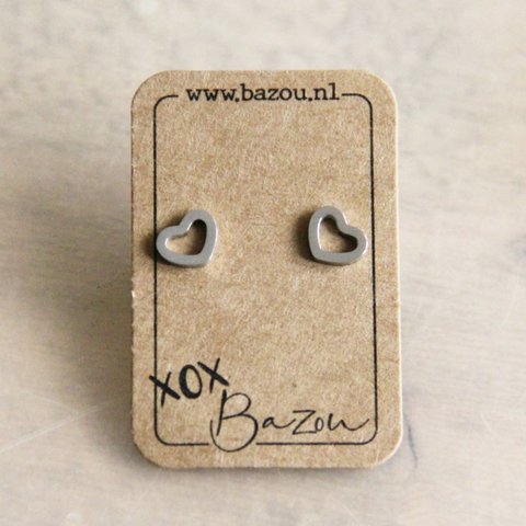 OS419 - Stainless steel ear studs open heart - silver