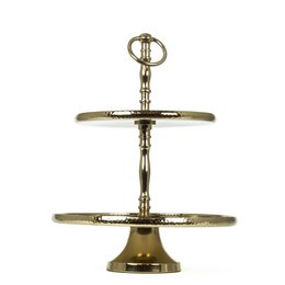 To-lags metalbakke, guldfarve, 25x25x34 cm, decosiluet