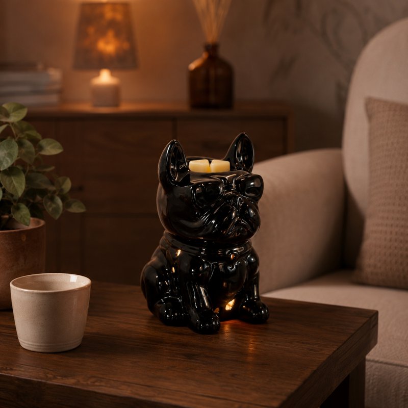 Verbrande keramy boubou zwarte boubou parfum - gelakte keramische dieren - stichtende diffuser geurende wassen, etherische oliën, geuren - decoratief idee