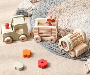 Houten treinleerspeelgoed