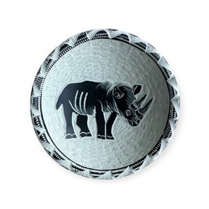 Mini Round Bowl Rhinoceros Kisii stone Black/White