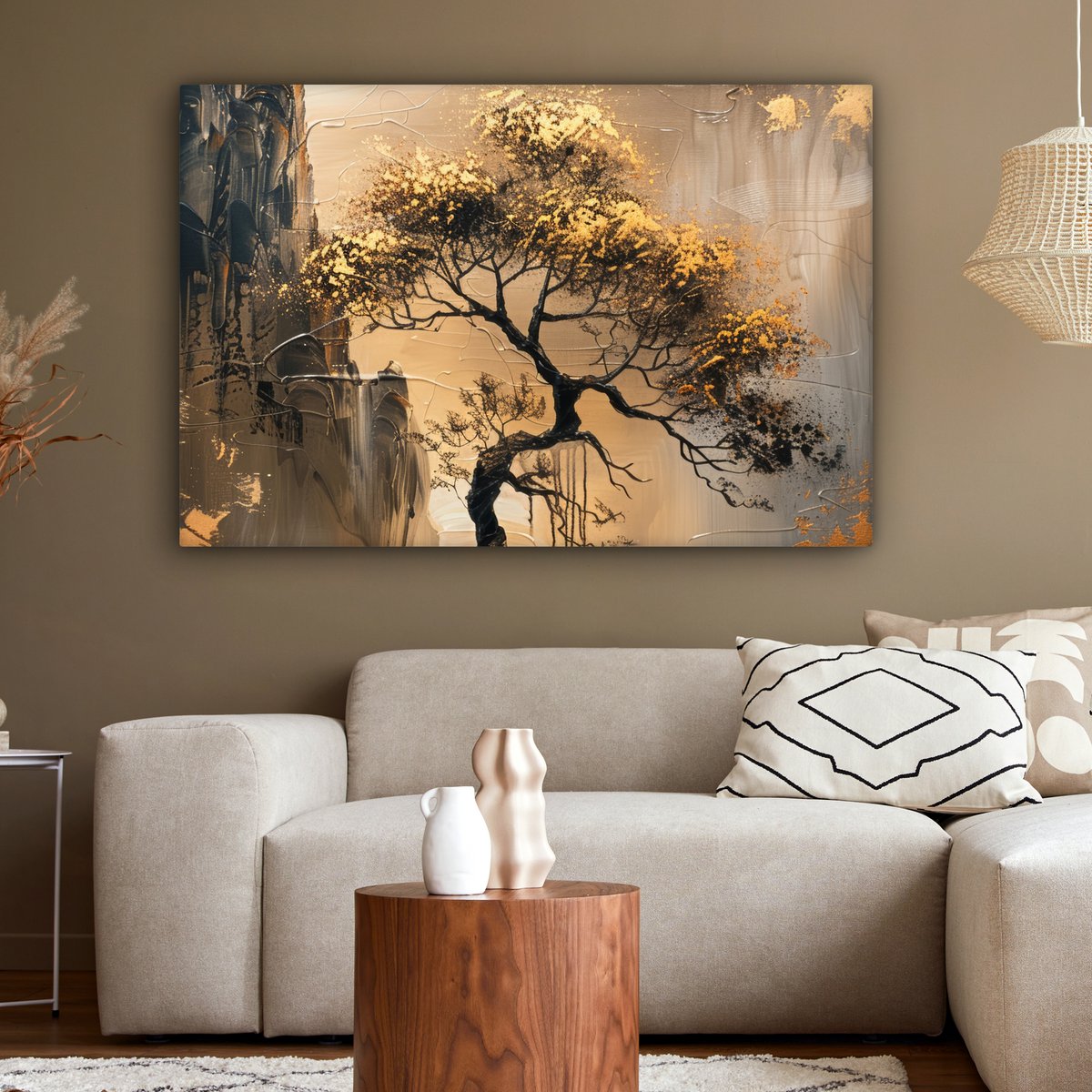 Peinture sur toile - décoration murale - or - paysage - peinture - décoration murale salon - décoration de chambre moderne - peintures abstraites