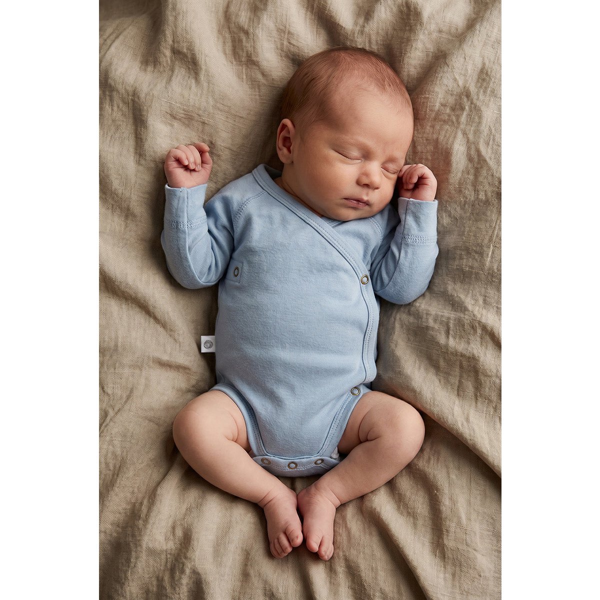 Wollen Overslagromper lange mouw – Merinowol - Blue Fog