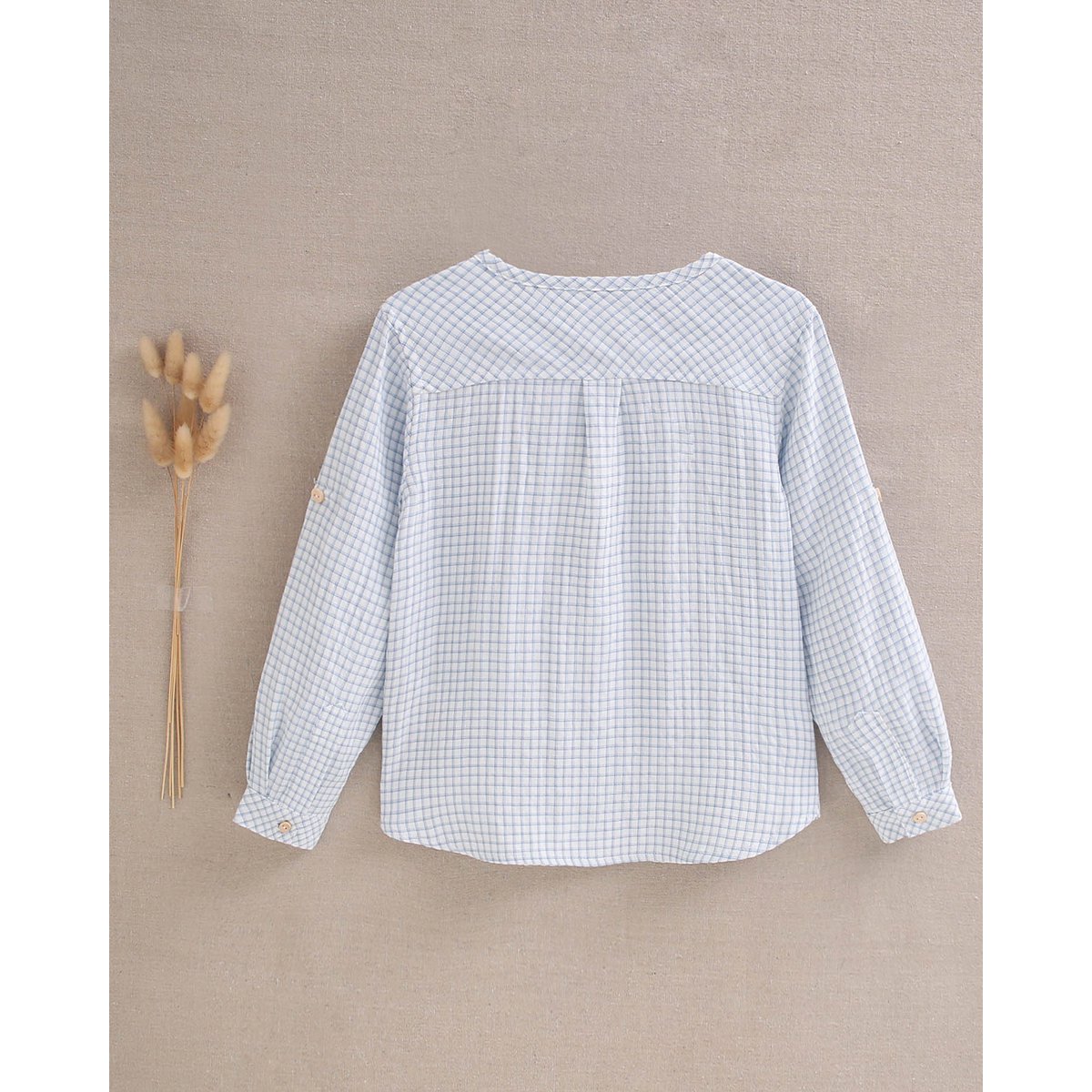 Kid's Pastel Blue Plaid Shirt M20-21501413