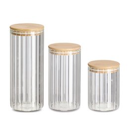 Opbevaringsglas "Rills" med bambus låg