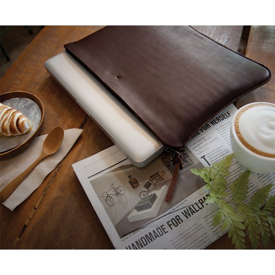 Leather laptop sleeve - Leather briefcase